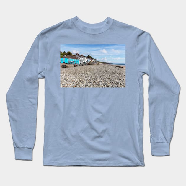 Amroth Village And Pebble Beach Long Sleeve T-Shirt by tommysphotos